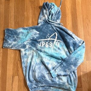 Port and Company Blue Tie-Dye Hoodie with White JPSS/4 Logo